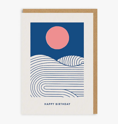 Happy birthday sun and sea greeting card