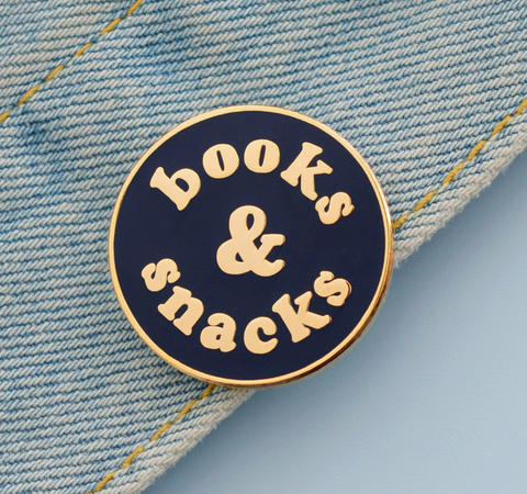 Books and snacks enamel pin