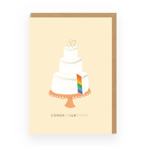 Congratulations wedding card rainbow cake