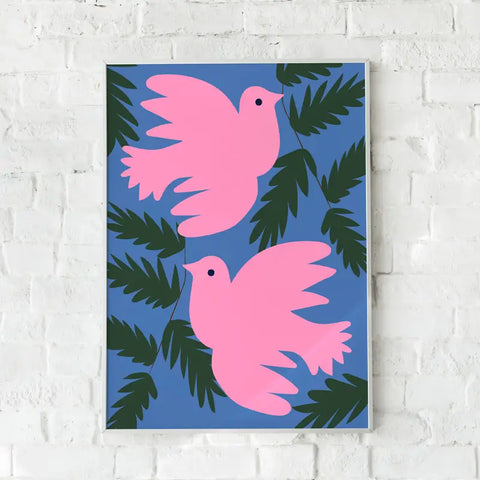 Lottie Hall a3 size print: pink doves
