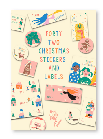 Forty two christmas stickers and labels from Emma Cooter Draws 1973