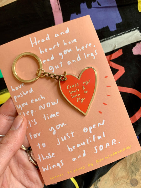 Enamel Keyring: Cross my heart and learn to fly