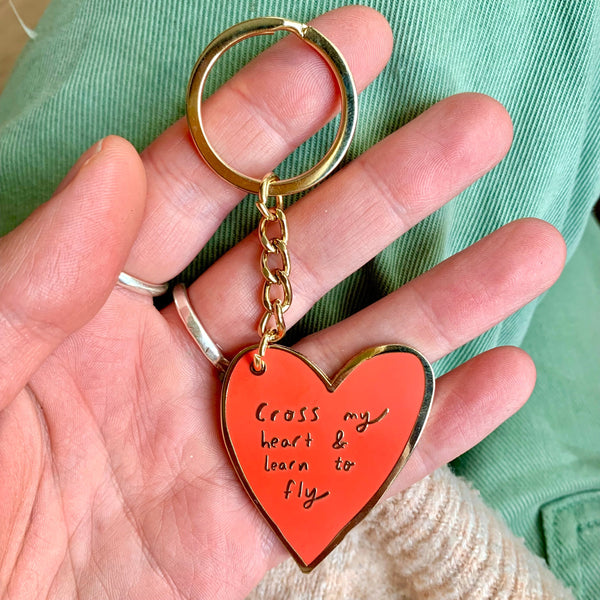 Enamel Keyring: Cross my heart and learn to fly