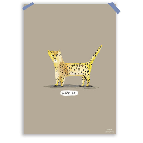 Woke AF leopard a4 art print